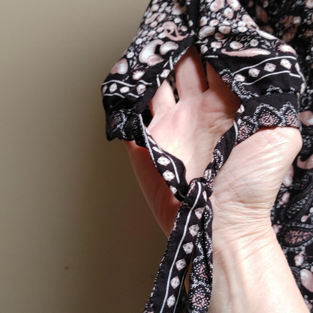 Caroline Morgan Australia Maxi Dress V-Neck Empire Waist Ruffled Hem Black Small - Picture 12 of 14